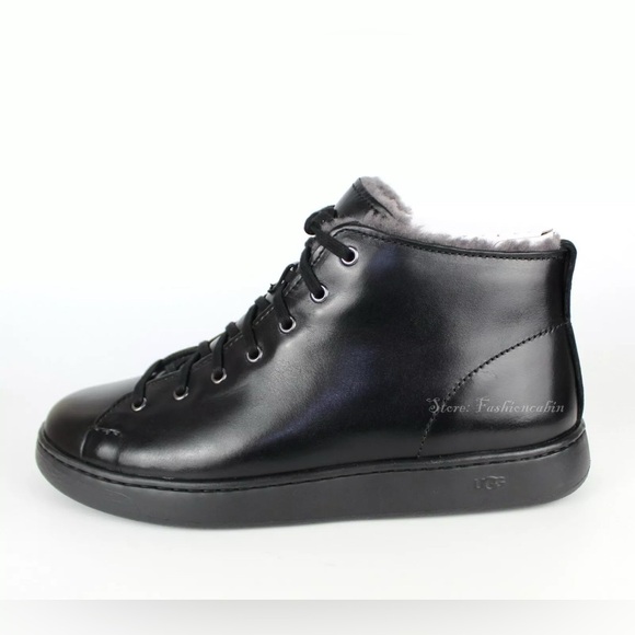 UGG Pismo UGGpure Wool‎ & Textile Lining Leather Sneaker Black MSRP$185 Size 15